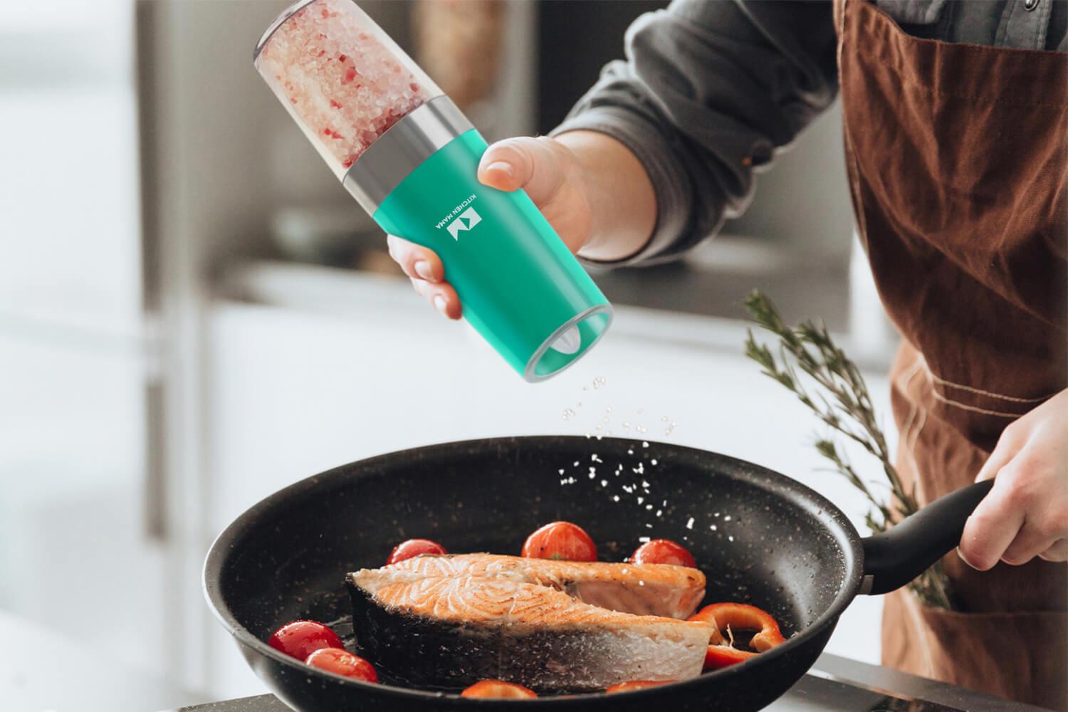 One-Flip Gravity-Triggered Electric Salt / Pepper Grinder - Kitchen Mama