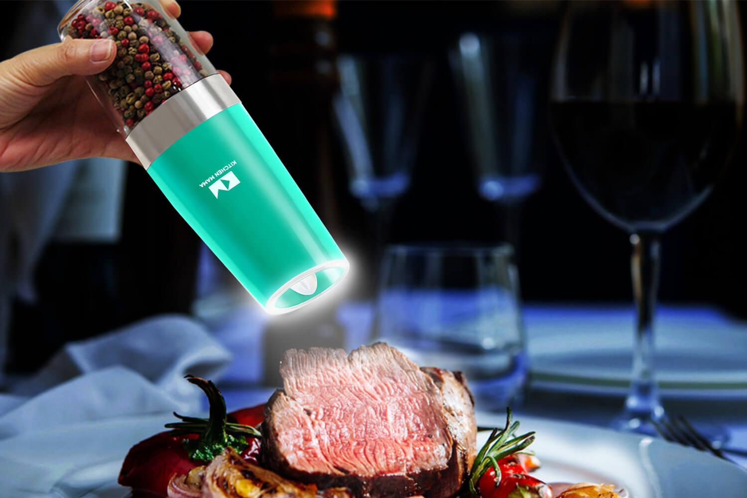 One-Flip Gravity-Triggered Electric Salt / Pepper Grinder - Kitchen Mama
