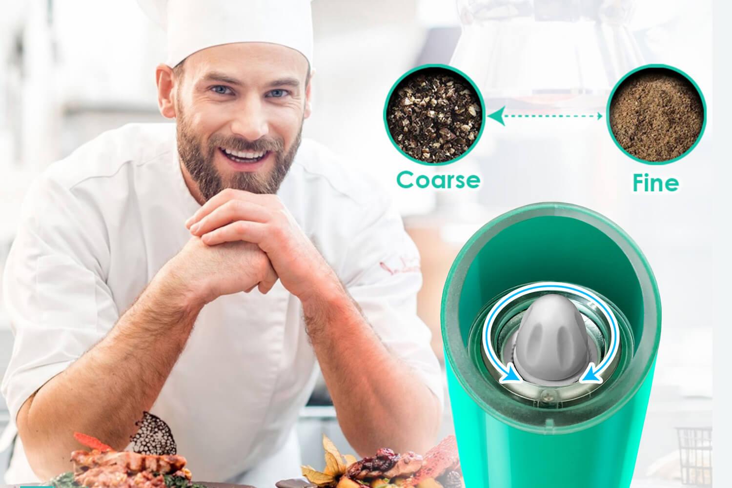 One-Flip Gravity-Triggered Electric Salt / Pepper Grinder - Kitchen Mama