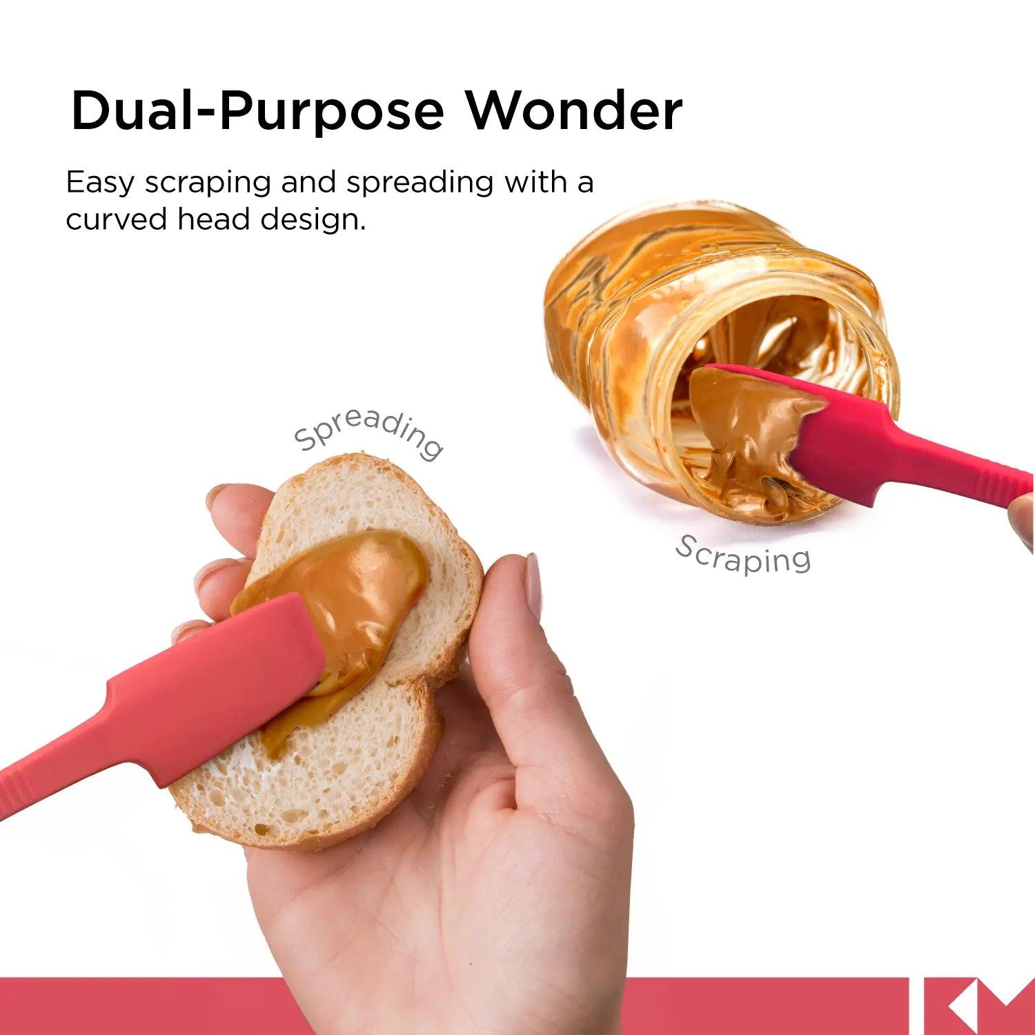 Silicone Jar & Can Spatulas, SP0420-R, Red, dual-purpose wonder, easy scraping and spreading with a curved head design